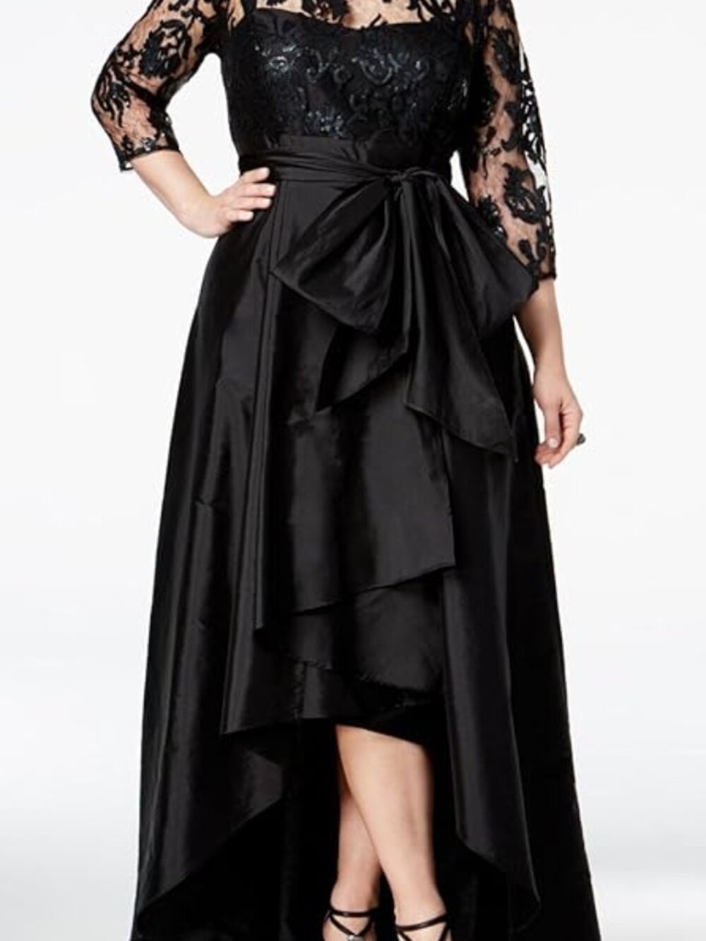 Adrianna Papell Sequin Lace High Low Dress 2X – Elegant & Fun